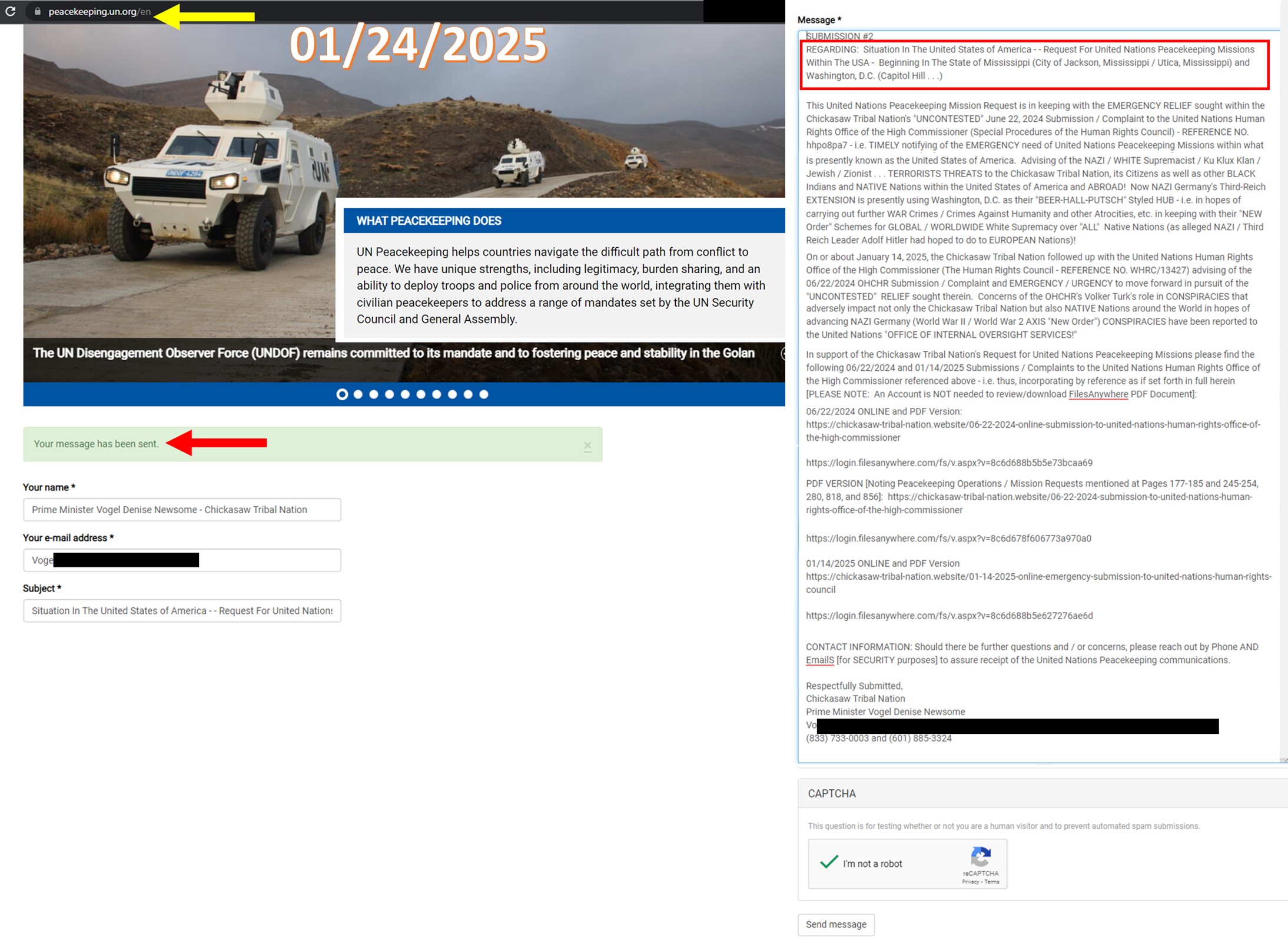 012425 REQUEST For United Nations PEACEKEEPING